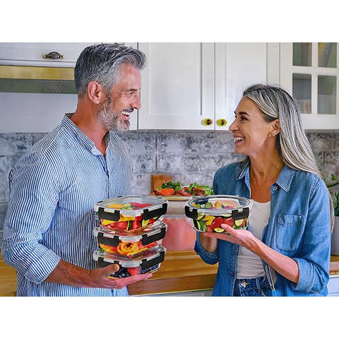 Square Glass Meal Prep Containers Airtight Lids (Set of 8)