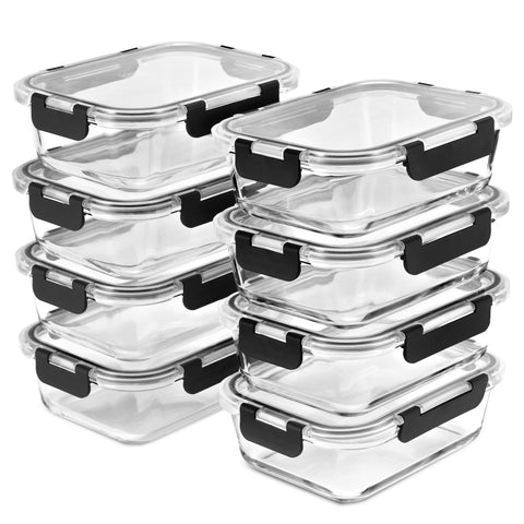 Rectangular Glass Meal Prep Containers Airtight (Set of 8)