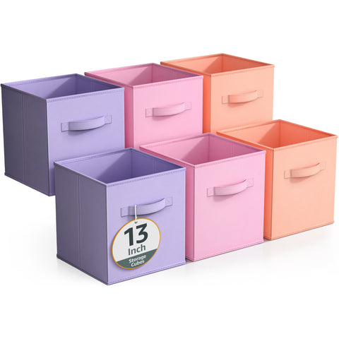 13" Large Cube Storage Bins (6 Pack Multi)