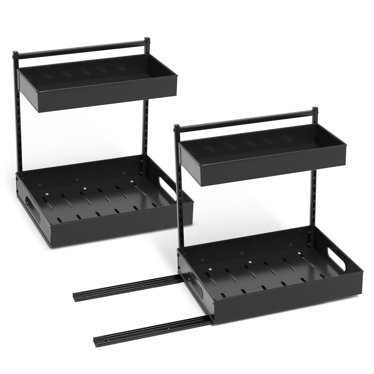 2-Tier Pull Out Under Sink Organizer with Sliding Tracks