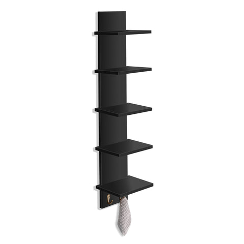 5 Tier Vertical Wall Shelf Unit with Hooks