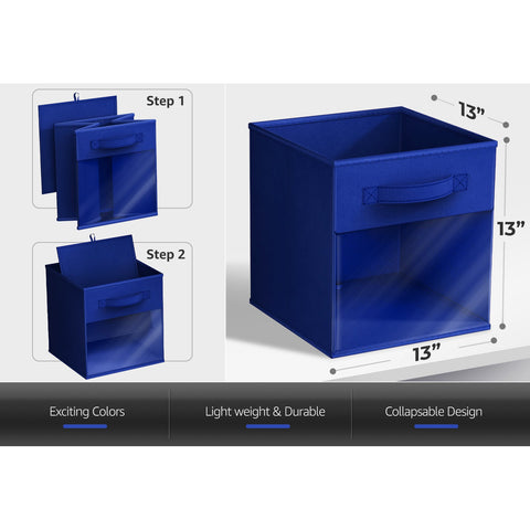 13" Large Cube Storage Bins with Windows (6 Pack Multi)