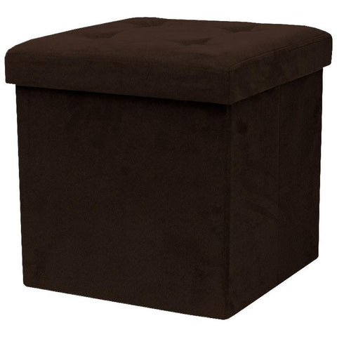 Faux Suede Storage Ottoman Cube