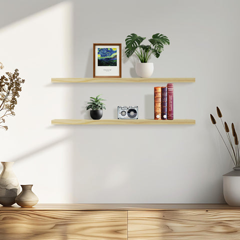 Solid Wood Floating Shelves (35”, Set of 2)