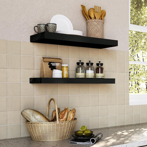 Solid Wood Floating Shelves (35”, Set of 2)