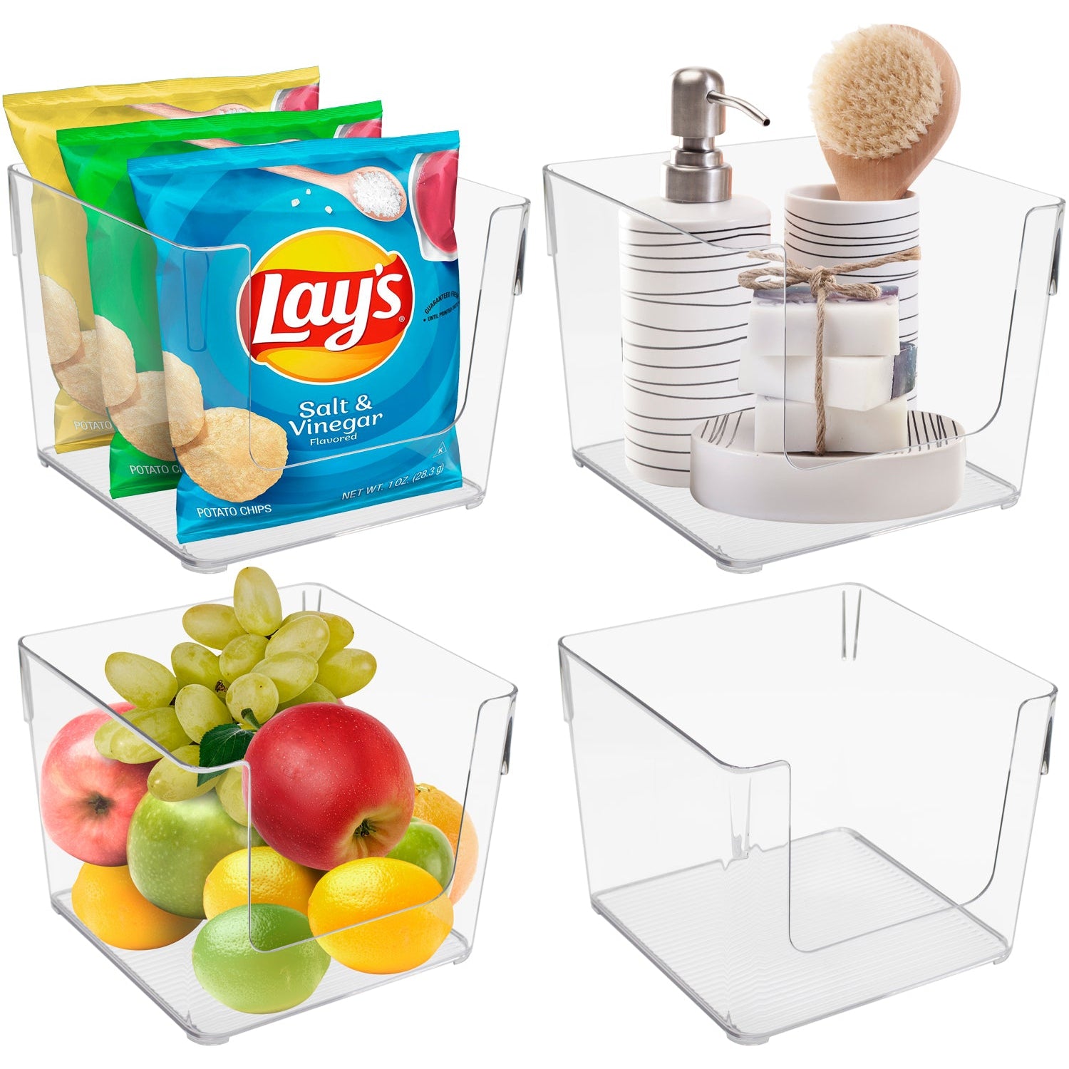 Clear Open Front Container Bin Set (Small Square)