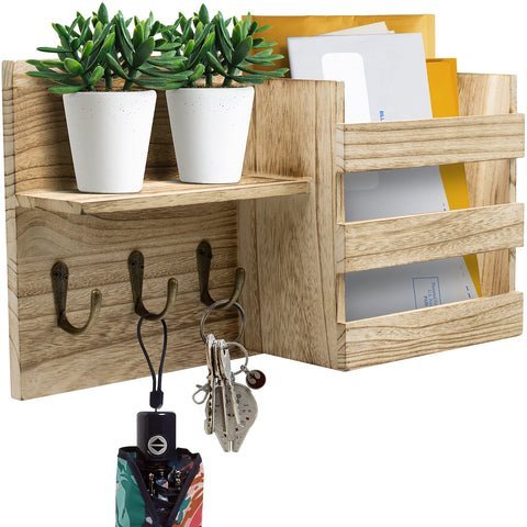 Mail Holder Shelf with Hooks