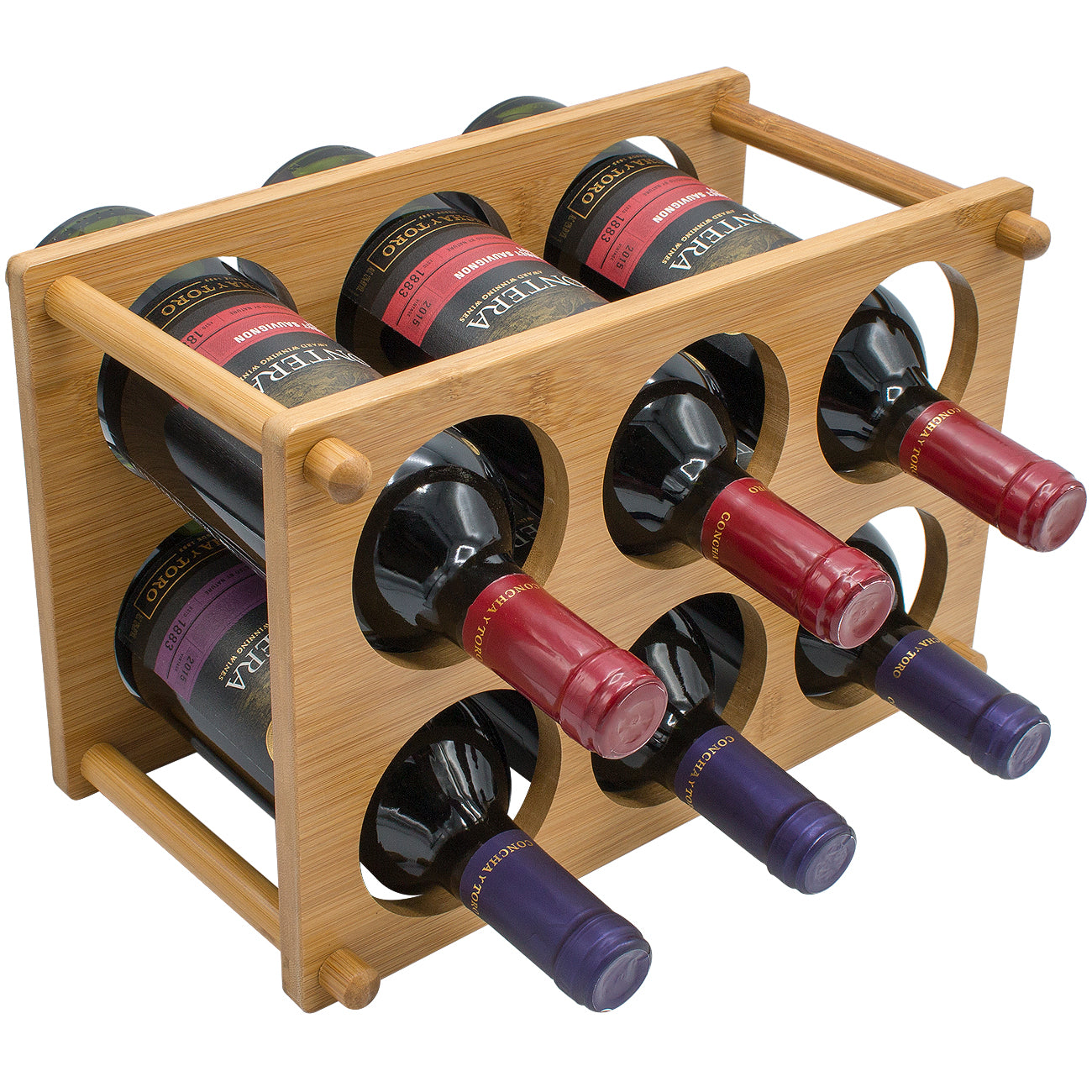 2-Tier Bamboo Wine Rack (6 Bottles) - Sorbus Home