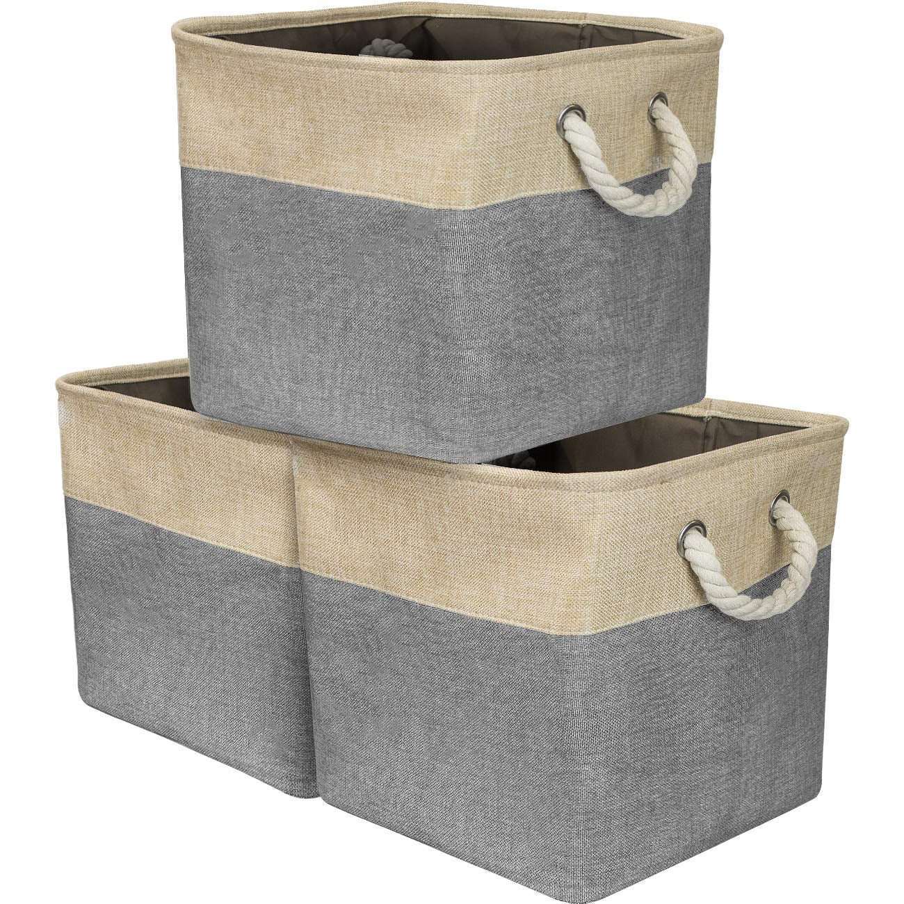 Twill Rope Storage Basket Set (3-Pack) - Sorbus Home