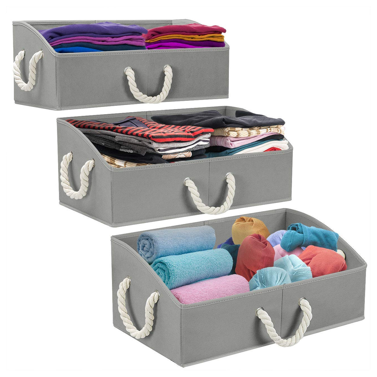 unamax 3 packs closet storage bins - trapezoid large storage box - foldable  fabric baskets for organizing clothes - baby toiletry, t