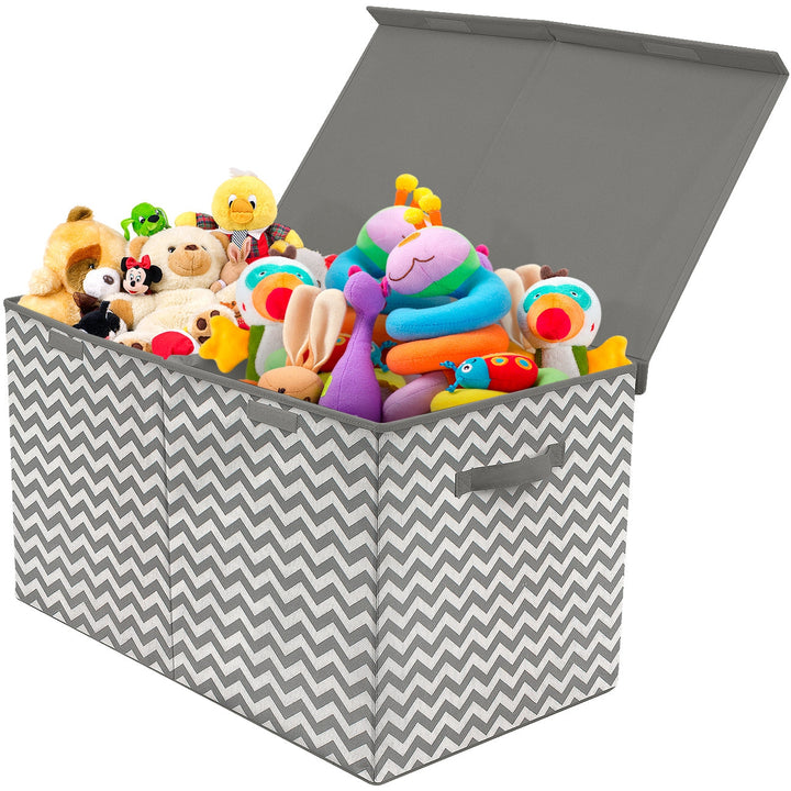Kids Collapsible Storage Toy Chest - Chevron Pattern (Large) - Sorbus Home
