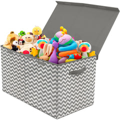 Kids Collapsible Storage Toy Chest - Chevron Pattern (Large) - Sorbus Home