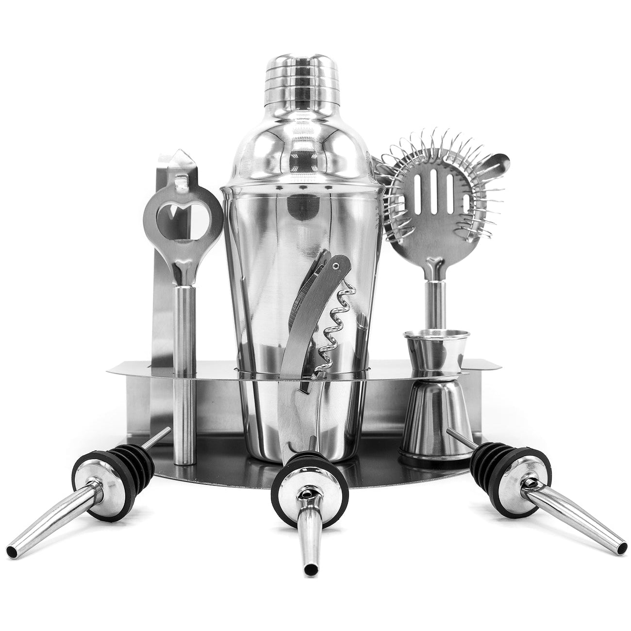 Home Cocktail Bar Set- Stainless Steel (10 Piece) - Sorbus Home