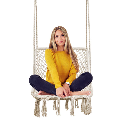 Hammock Chair Macrame Swing (Square Style) - Sorbus Home