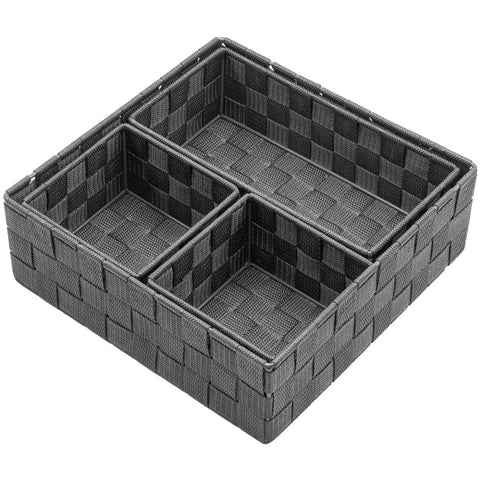 4-Piece Double Woven Basket Bin Set - Sorbus Home