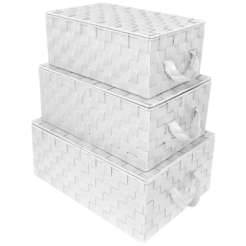 3-Piece Woven Storage Lid Basket Set - Sorbus Home