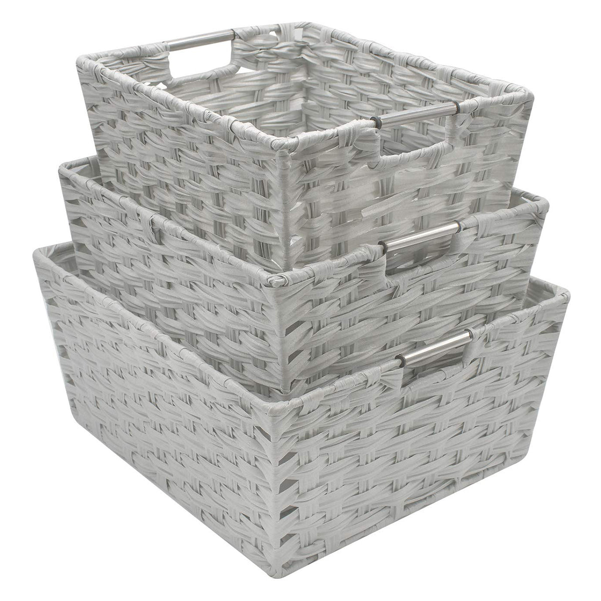 Stackable Weave Basket Bins (Set of 3) - Sorbus Home
