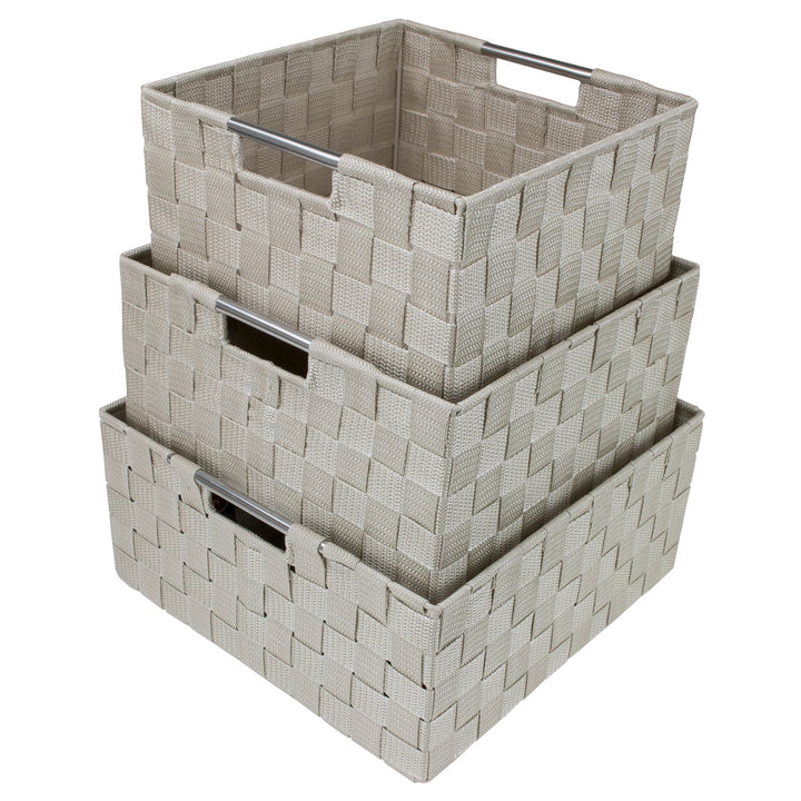 3-Piece Double Woven Basket Bin Set - Sorbus Home