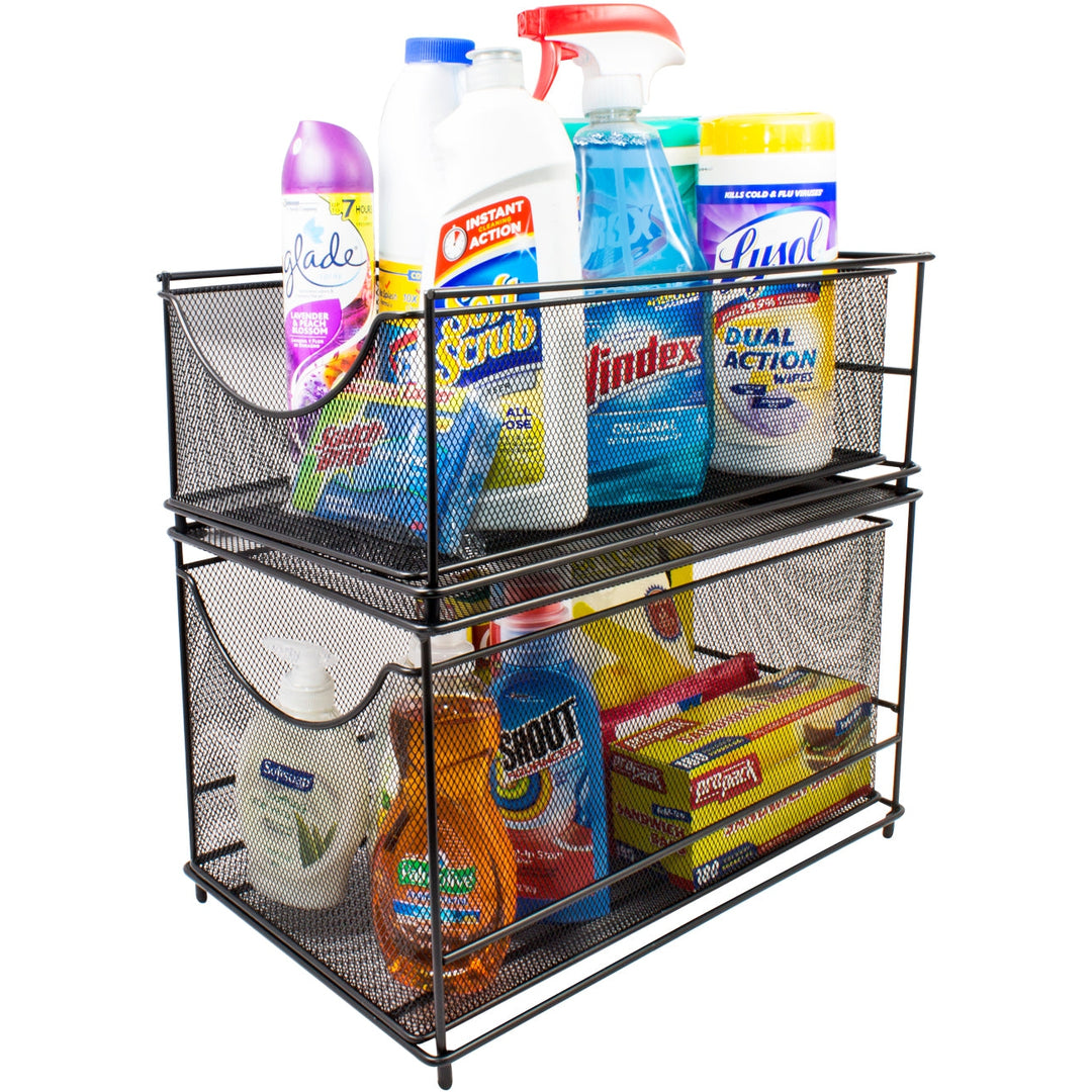 Sorbus 9-Piece Woven Storage Basket Set - Beige, Handled Bins For Shelves, Closet, Organizing