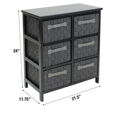 6-Drawer Woven Storage Dresser Chest
