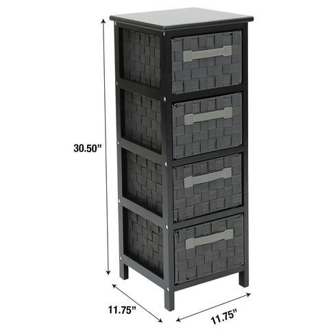 4-Drawer Woven Storage Tower Chest