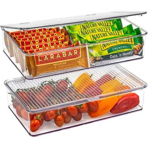 Sorbus Storage Bins with Dividers for Pantry Food & Kitchen Fridge, Clear  Design (2-Pack) - On Sale - Bed Bath & Beyond - 36874679