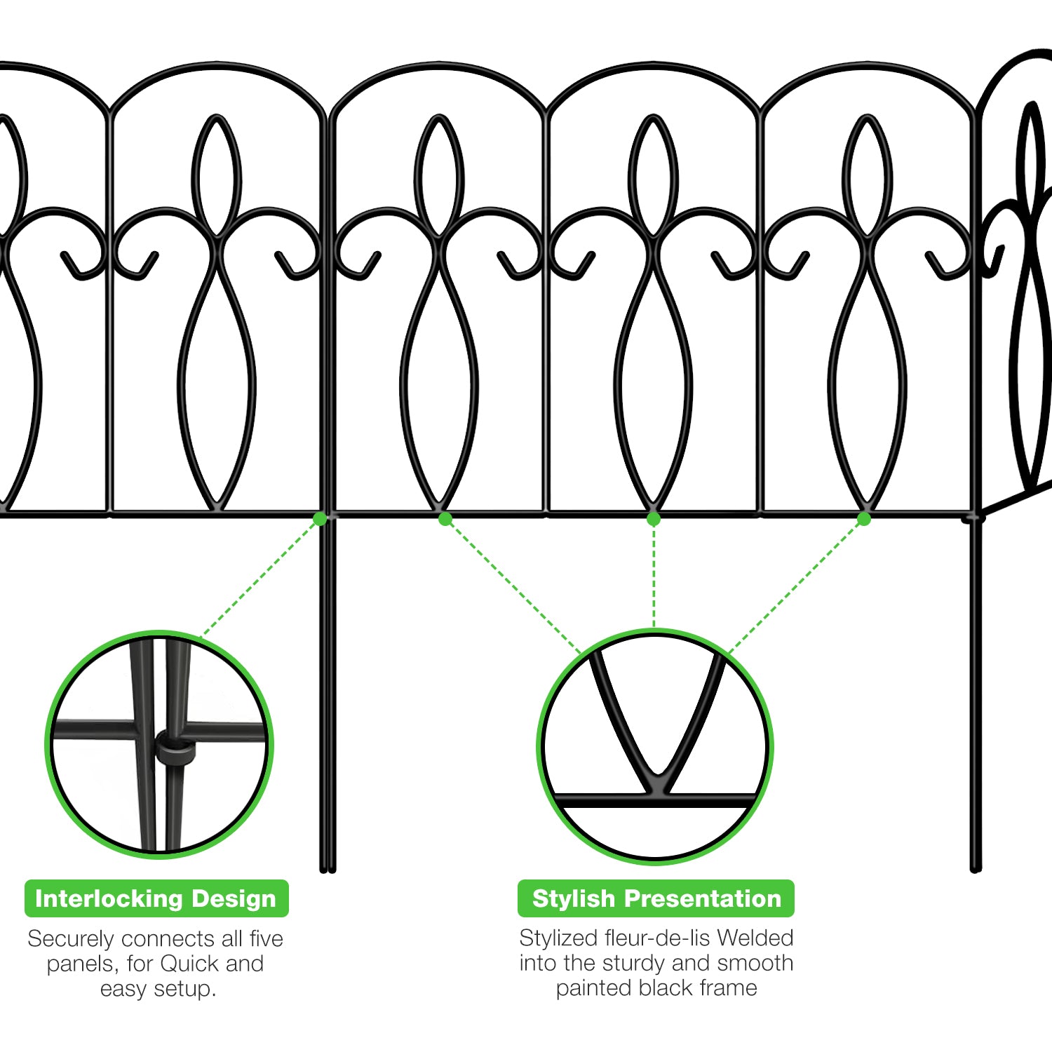 Garden Fence Panels (Set of 5)
