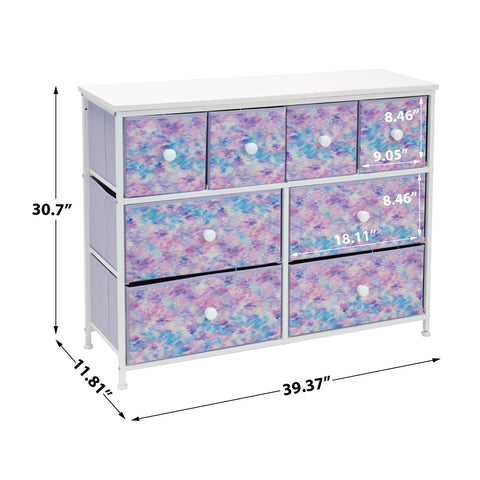 8-Drawer Chest Dresser w/knobs (Tie-dye Colors)