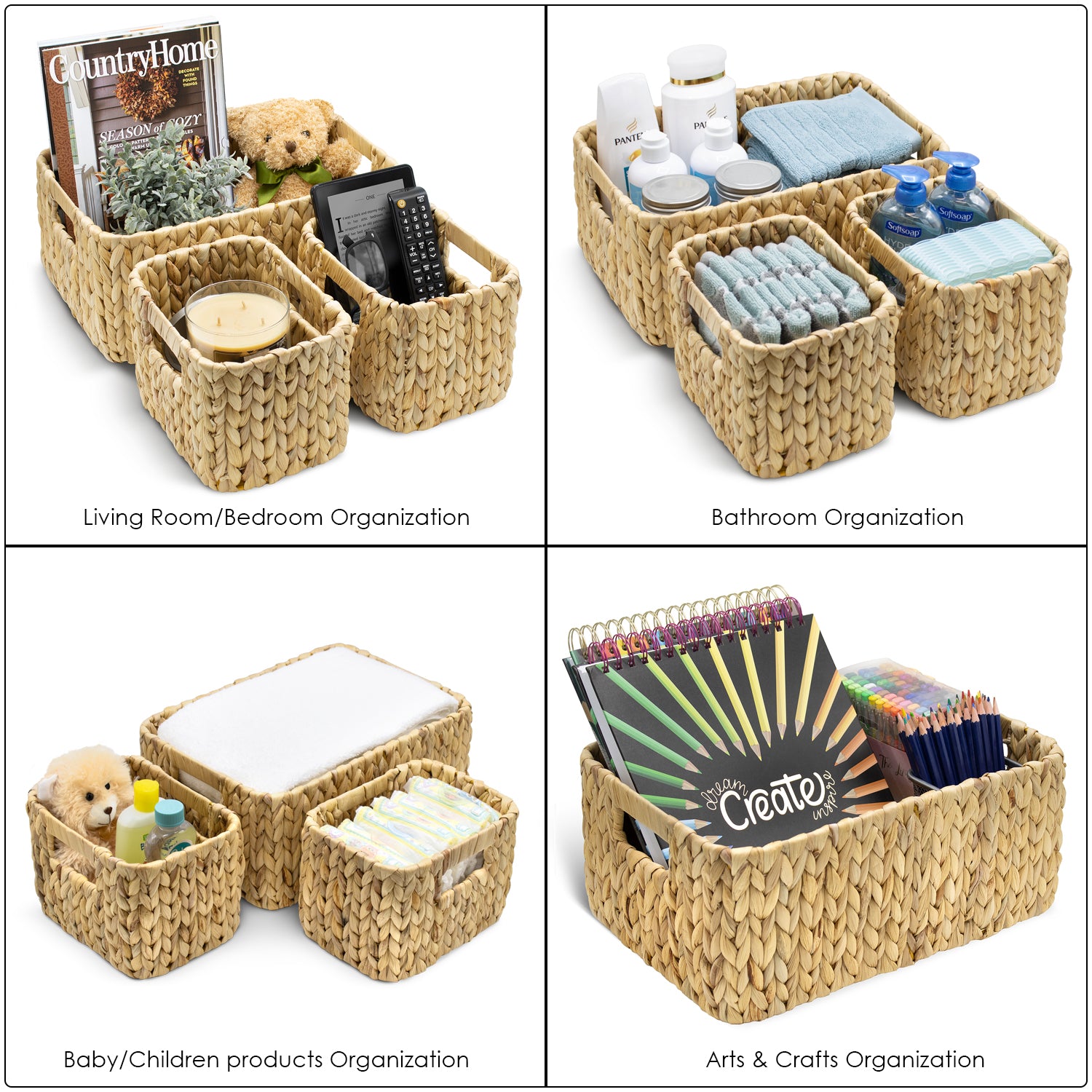 Sorbus seagrass basket for bathroom, living room and more