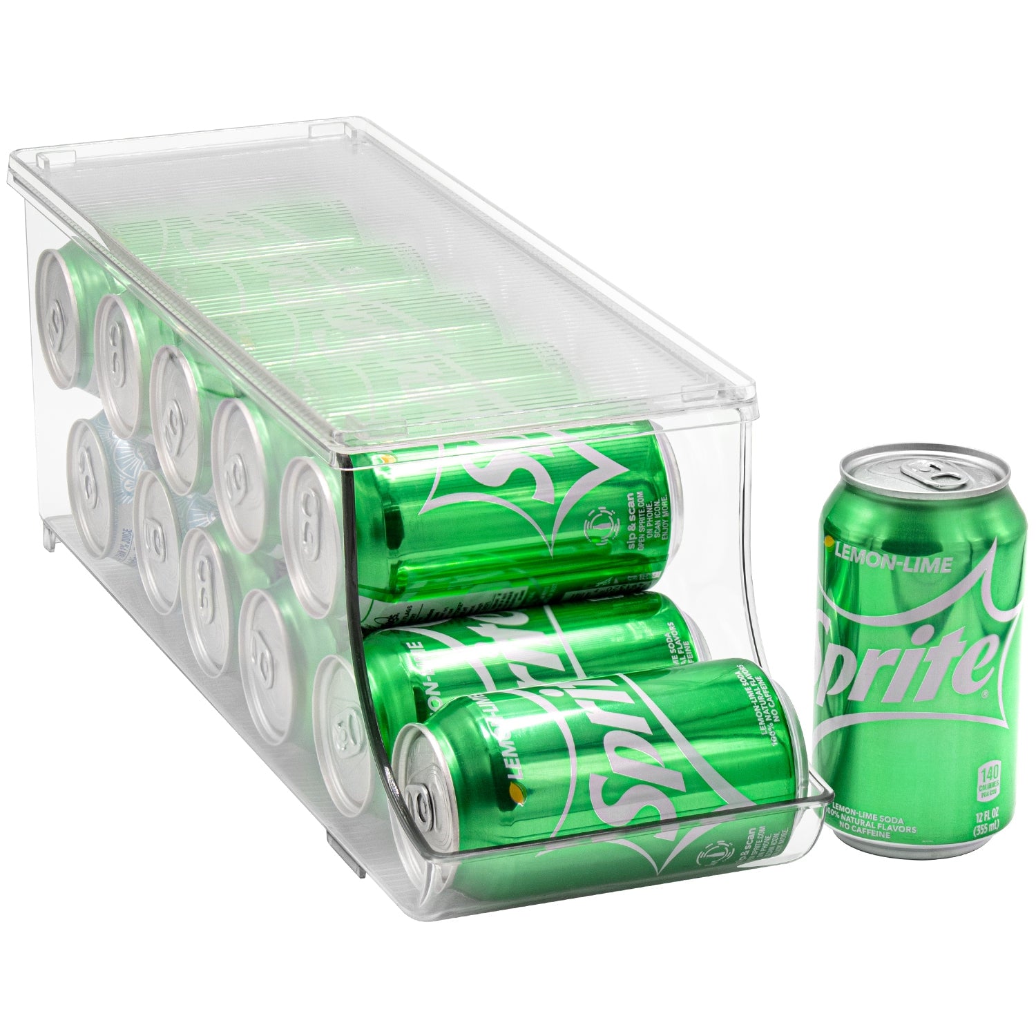 Soda Can Organizer with Lids, Stackable Soda Can Dispenser for  Refrigerator, Clear Can Holder Organization and Storage Bins for Fridge,  Freezer