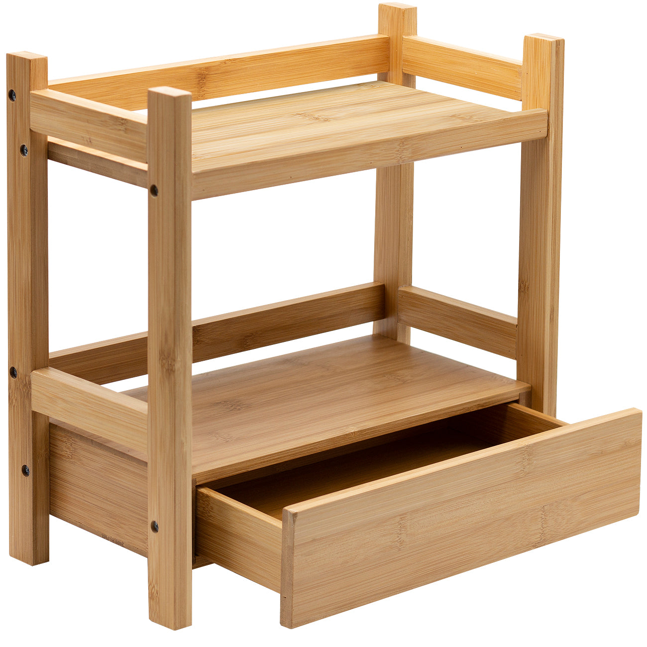 Natural Bamboo Tabletop Stand, 2-Tier Desktop Shelf or Spice Rack