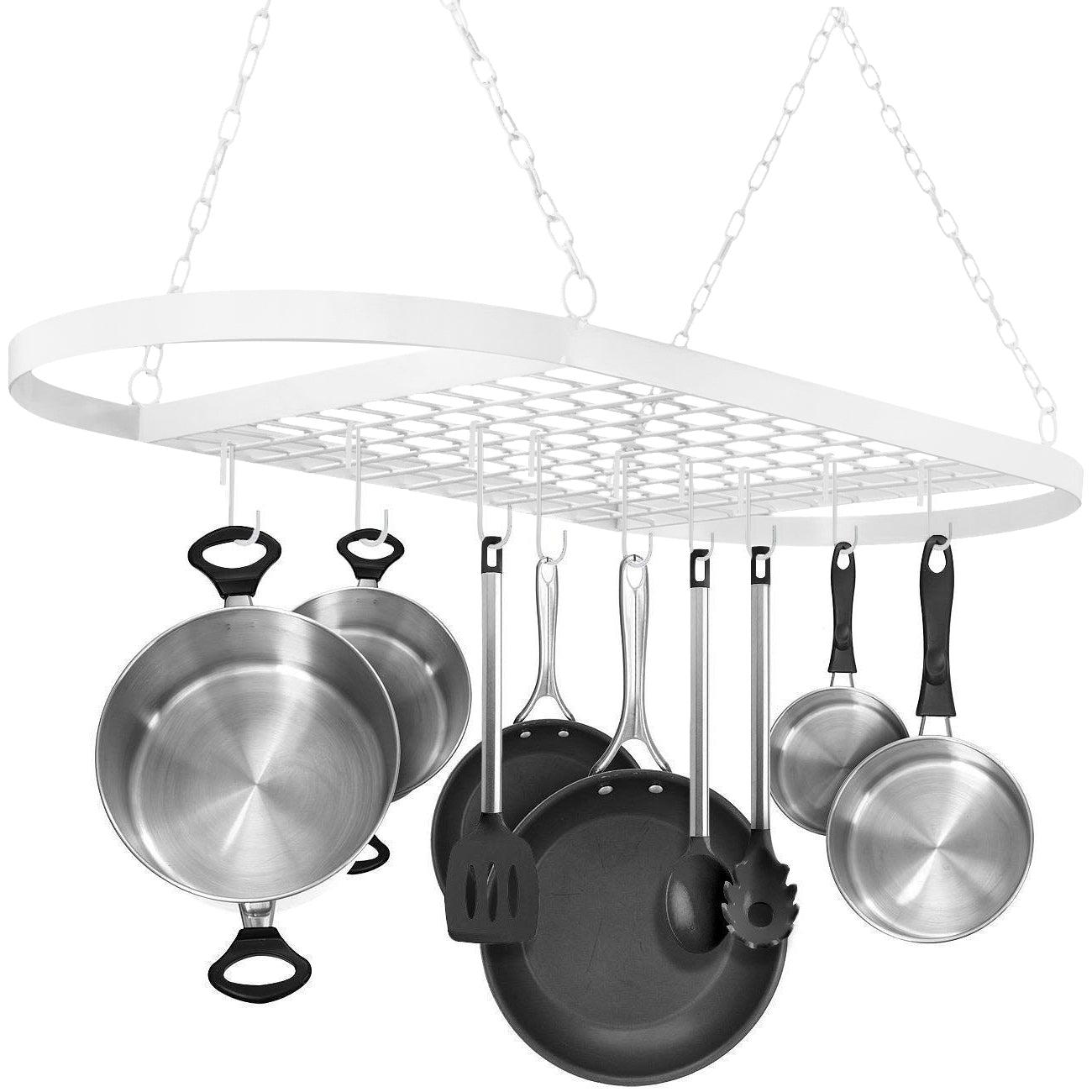 Sorbus Kitchen Wall Pot Pan Rack with 10 Hooks - Brown One Size at Hautelook