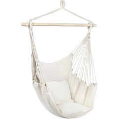 Caribbean Style Hanging Hammock Swing Chair, White, Outdoor Patio Furniture
