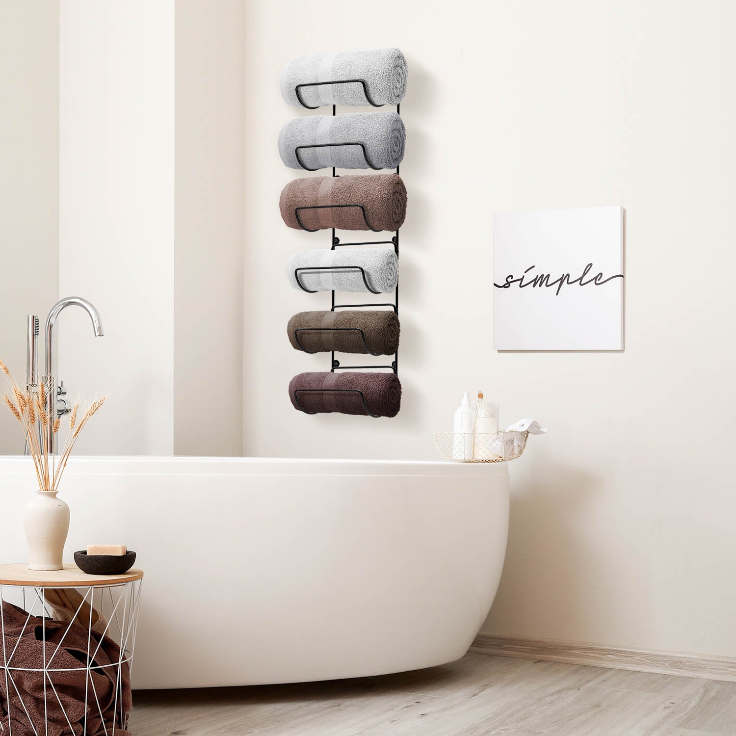Bathroom Organizer Ledge Shelf, Wall Storage Bins With Towel Rack, Wall  Storage Basket For Bath