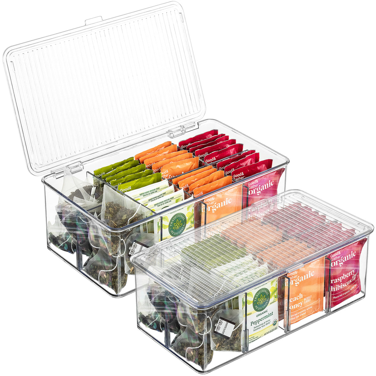 Sorbus Organizer Bins with Attached lids | Kitchen Pantry Organization  Storage Bins, Small Clear Storage Box for Fridge | Food Storage Containers  for