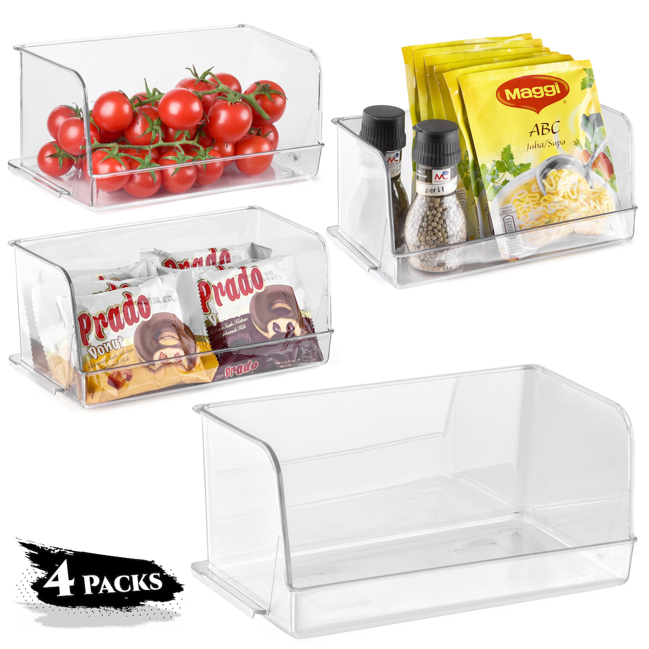 Clear Plastic Storage Bins with Handles (Small, 4-Pack) – Sorbus Home