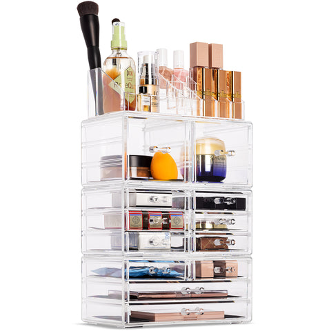 3 Tier Makeup Organizer,Stackable Cosmetic Display Case Skincare