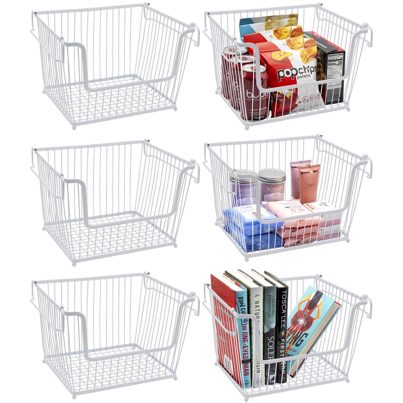 Sorbus Metal Wire Storage Cabinet Baskets, Kitchen Pantry Organizer -  Storage Bins for Home, Bathroom, Laundry Room, Closet Organization (4-Pack