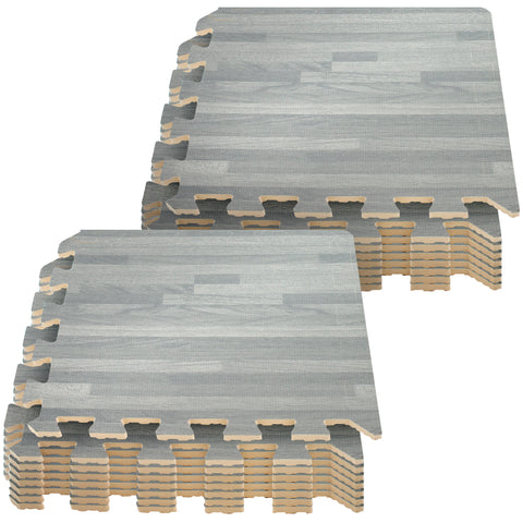 Small Interlocking Floor Mat - Wood Print (12" x 12") - Sorbus Home