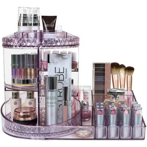 360° Makeup Organizer Carousel Tray Station