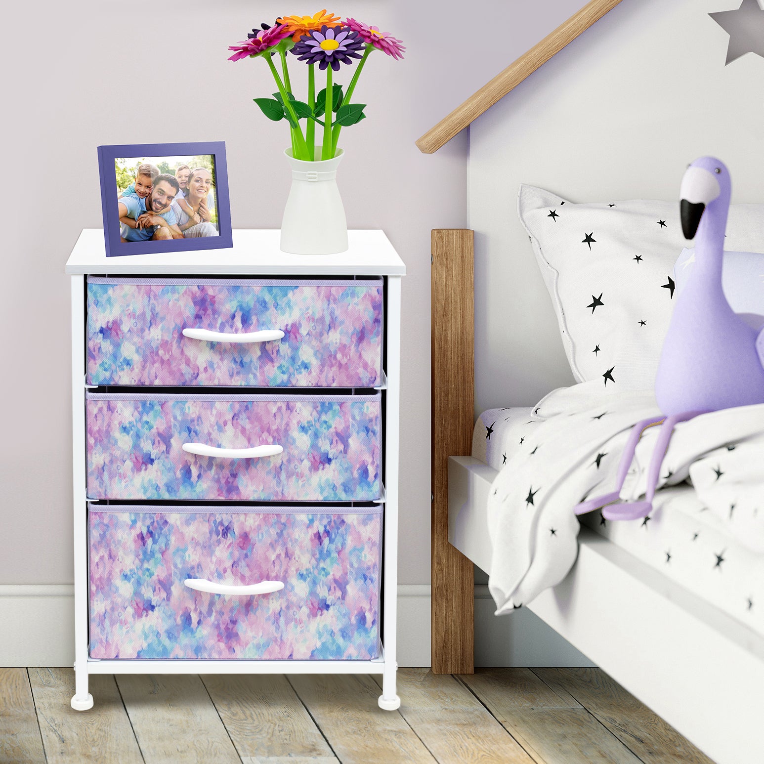 3-Drawer Chest Nightstand (Tie-dye Colors)