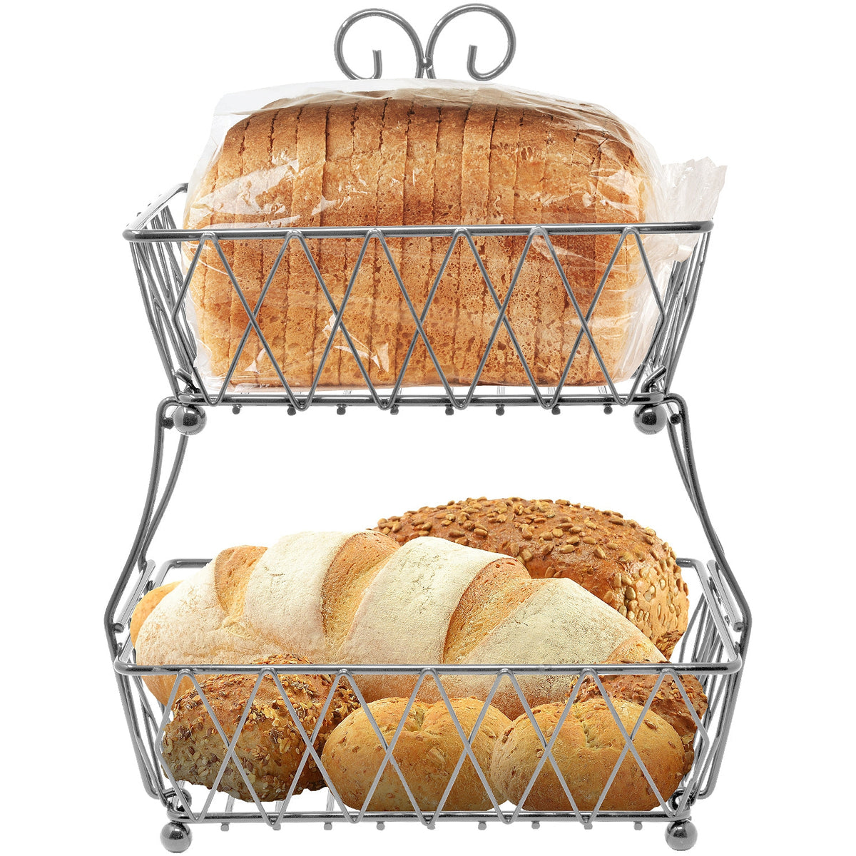 2-Tier Wire Bread Basket Stand