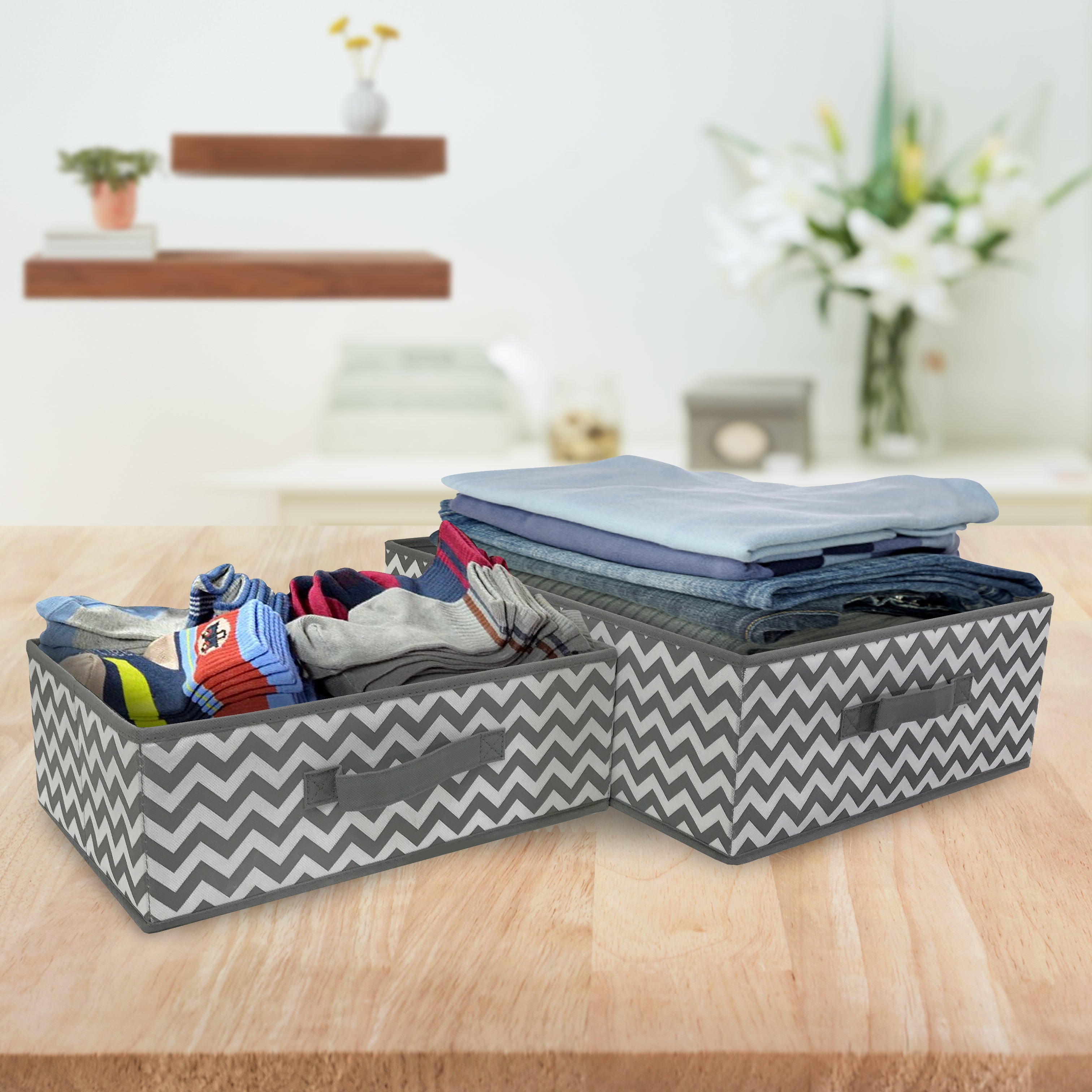 Fabric Storage Organizer Set with Lids (2 Pack) - Sorbus Home