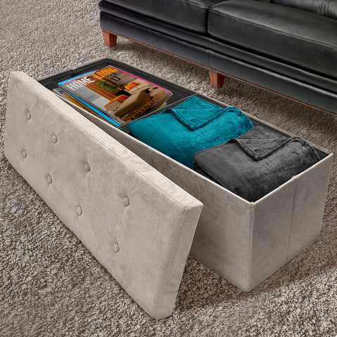 Faux Suede Storage Bench (Large) - Sorbus Home