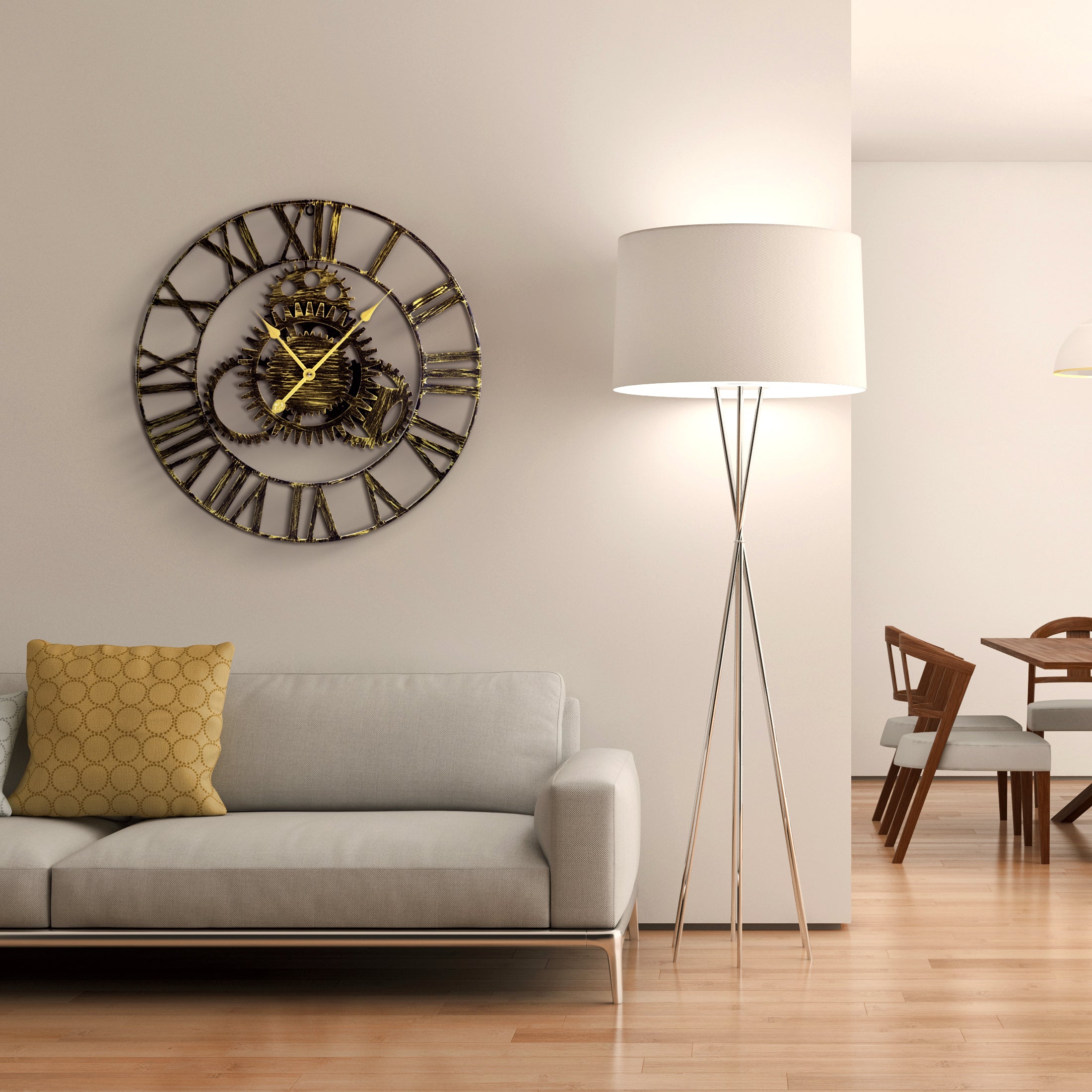 24" Rustic Gold Wall Clock - Sorbus Home