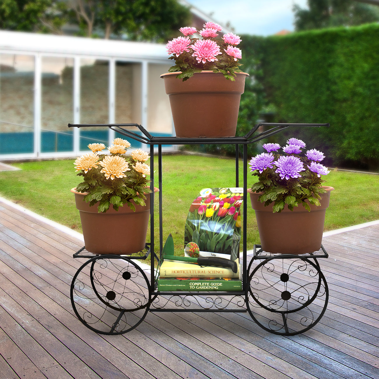 plant pot display stands Cart Stand 6 Flower Pot Display Rack