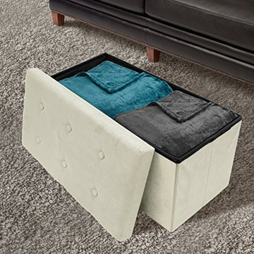 Faux Suede Storage Bench (Medium) - Sorbus Home