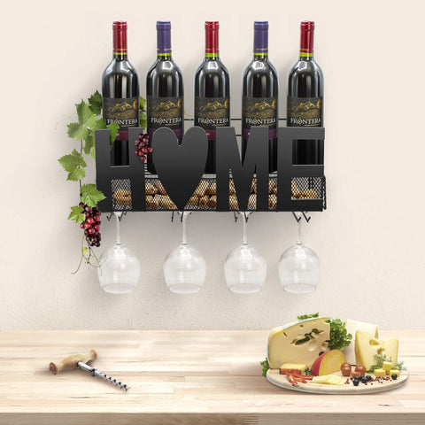 Wall Mounted Wine Bottle Stemware Rack ("HOME") - Sorbus Home