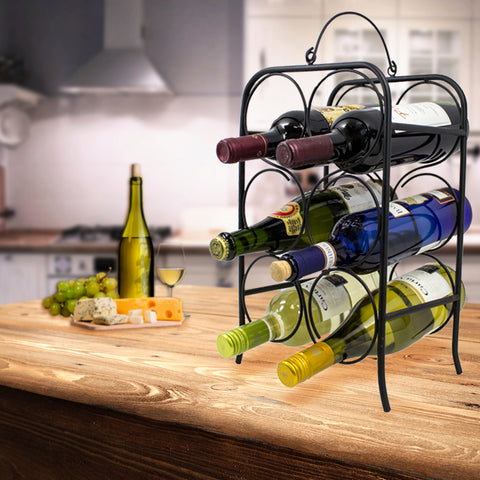 Freestanding Wine Rack Holder (Holds 6 Bottles) - Sorbus Home