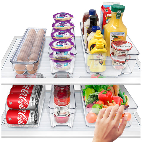 8-Piece Clear Plastic Container Bin Set